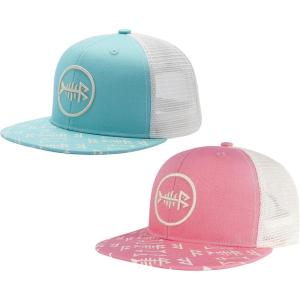 image:imageBASSDASH 2 Pack Flat Brim Trucker Cap Adjustable Snapback Hat Mesh Back for Men Women Fishing HuntingPack of 2  Turquoise  Pink