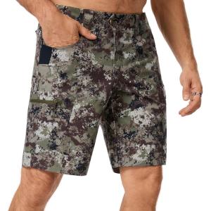 image:imageBASSDASH Mens 10 Hunting Shorts Camo RipStop Stretch Water Resistant for Fishing Hiking with Zipper Pocket FP13MGrunge Camo