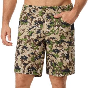 image:imageBASSDASH Mens 10 Hunting Shorts Camo RipStop Stretch Water Resistant for Fishing Hiking with Zipper Pocket FP13MHighland
