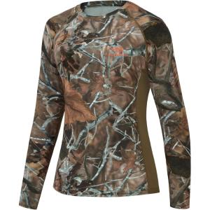 image:imageBASSDASH Womens Camo Hunting Shirt Long Sleeve UPF 50 Sun Protection Performance Tee Fishing HikingAutumn Forest