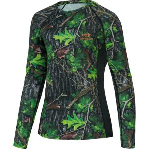 image:imageBASSDASH Womens Camo Hunting Shirt Long Sleeve UPF 50 Sun Protection Performance Tee Fishing HikingGreen Leaves