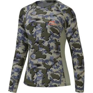 image:imageBASSDASH Womens Camo Hunting Shirt Long Sleeve UPF 50 Sun Protection Performance Tee Fishing HikingGreen Vegetation Camo