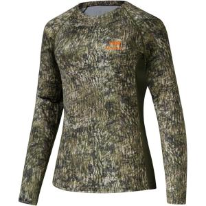 image:imageBASSDASH Womens Camo Hunting Shirt Long Sleeve UPF 50 Sun Protection Performance Tee Fishing HikingMoss Wood