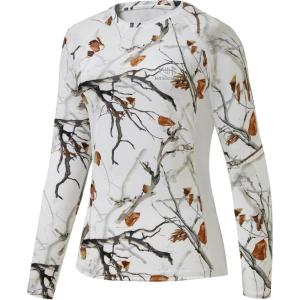 image:imageBASSDASH Womens Camo Hunting Shirt Long Sleeve UPF 50 Sun Protection Performance Tee Fishing HikingSnow Woodland Camo