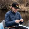 image:imageBASSDASH Embroidered Soft Top Flat Brim Duck Hat Snapback Cap for Hunting Fishing and Outdoor ActivitiesBlackLargemouth Bass
