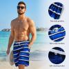 image:imageBASSDASH Mens 9 Swim Trunks UPF 50 Quick Dry Lightweight Beach Board Shorts with Mesh Lining for Fishing amp Water SportsBlue  White Stripes