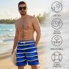 image:imageBASSDASH Mens 9 Swim Trunks UPF 50 Quick Dry Lightweight Beach Board Shorts with Mesh Lining for Fishing amp Water SportsBlue  White Stripes