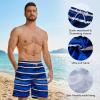 image:imageBASSDASH Mens 9 Swim Trunks UPF 50 Quick Dry Lightweight Beach Board Shorts with Mesh Lining for Fishing amp Water SportsBlue  White Stripes