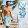 image:imageBASSDASH Mens 9 Swim Trunks UPF 50 Quick Dry Lightweight Beach Board Shorts with Mesh Lining for Fishing amp Water SportsMint Ocean Wave