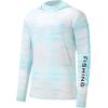 image:imageBASSDASH Mens UPF 50 Camo Fishing Hoodie Shirt Quick Dry UV Sun Protection Long Sleeve Outdoor Hiking Hooded Shirts FS52MLight Blue Ripple Camo