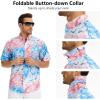 image:imageBASSDASH Mens UPF 50 Short Sleeve Button Down Fishing Shirt Breathable Lightweight for Outdoors Hiking CampingBluepink Ocean Wave