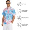 image:imageBASSDASH Mens UPF 50 Short Sleeve Button Down Fishing Shirt Breathable Lightweight for Outdoors Hiking CampingBluepink Ocean Wave