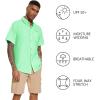 image:imageBASSDASH Mens UPF 50 Short Sleeve Button Down Fishing Shirt Breathable Lightweight for Outdoors Hiking CampingBright Mint Green