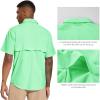 image:imageBASSDASH Mens UPF 50 Short Sleeve Button Down Fishing Shirt Breathable Lightweight for Outdoors Hiking CampingBright Mint Green