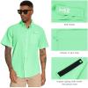image:imageBASSDASH Mens UPF 50 Short Sleeve Button Down Fishing Shirt Breathable Lightweight for Outdoors Hiking CampingBright Mint Green