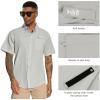 image:imageBASSDASH Mens UPF 50 Short Sleeve Button Down Fishing Shirt Breathable Lightweight for Outdoors Hiking CampingCool Grey