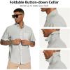 image:imageBASSDASH Mens UPF 50 Short Sleeve Button Down Fishing Shirt Breathable Lightweight for Outdoors Hiking CampingCool Grey