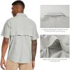 image:imageBASSDASH Mens UPF 50 Short Sleeve Button Down Fishing Shirt Breathable Lightweight for Outdoors Hiking CampingCool Grey