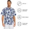 image:imageBASSDASH Mens UPF 50 Short Sleeve Button Down Fishing Shirt Breathable Lightweight for Outdoors Hiking CampingDark Blue Hawaii Palm Leaf