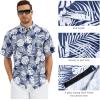 image:imageBASSDASH Mens UPF 50 Short Sleeve Button Down Fishing Shirt Breathable Lightweight for Outdoors Hiking CampingDark Blue Hawaii Palm Leaf