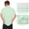 image:imageBASSDASH Mens UPF 50 Short Sleeve Button Down Fishing Shirt Breathable Lightweight for Outdoors Hiking CampingLight Green