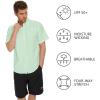 image:imageBASSDASH Mens UPF 50 Short Sleeve Button Down Fishing Shirt Breathable Lightweight for Outdoors Hiking CampingLight Green