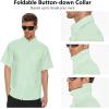 image:imageBASSDASH Mens UPF 50 Short Sleeve Button Down Fishing Shirt Breathable Lightweight for Outdoors Hiking CampingLight Green