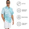 image:imageBASSDASH Mens UPF 50 Short Sleeve Button Down Fishing Shirt Breathable Lightweight for Outdoors Hiking CampingMint Ocean Wave