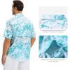 image:imageBASSDASH Mens UPF 50 Short Sleeve Button Down Fishing Shirt Breathable Lightweight for Outdoors Hiking CampingMint Ocean Wave