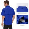 image:imageBASSDASH Mens UPF 50 Short Sleeve Button Down Fishing Shirt Breathable Lightweight for Outdoors Hiking CampingVivid Blue
