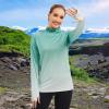 image:imageBASSDASH Womens Fishing Hoodie Shirt with Face Mask Thumb Holes UPF 50 FS23WAqua Green Spot Gradient