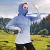 image:imageBASSDASH Womens Fishing Hoodie Shirt with Face Mask Thumb Holes UPF 50 FS23WBlue Spot Gradient