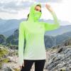 image:imageBASSDASH Womens Fishing Hoodie Shirt with Face Mask Thumb Holes UPF 50 FS23WFluorescent Green Spot Gradient