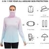 image:imageBASSDASH Womens Fishing Hoodie Shirt with Face Mask Thumb Holes UPF 50 FS23WPink to Blue Spot Gradient