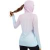 image:imageBASSDASH Womens Fishing Hoodie Shirt with Face Mask Thumb Holes UPF 50 FS23WPink to Blue Spot Gradient