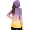 image:imageBASSDASH Womens Fishing Hoodie Shirt with Face Mask Thumb Holes UPF 50 FS23WPurple to Yellow Spot Gradient