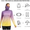 image:imageBASSDASH Womens Fishing Hoodie Shirt with Face Mask Thumb Holes UPF 50 FS23WPurple to Yellow Spot Gradient