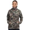 image:imageBASSDASH Womens Fleece Fishing Hoodie with Neck Gaiter Water Resistant Performance Hiking Sweatshirt PulloverGrunge Camo No Logo at Sleeve