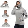 image:imageBASSDASH Womens Fleece Fishing Hoodie with Neck Gaiter Water Resistant Performance Hiking Sweatshirt PulloverLight Heather Grey