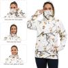 image:imageBASSDASH Womens Fleece Fishing Hoodie with Neck Gaiter Water Resistant Performance Hiking Sweatshirt PulloverSnow Woodland Camo No Logo at Sleeve