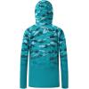 image:imageBASSDASH Youth UPF 50 Hooded Shirts with Mask UV Neck Gaiter Sun Protection Long Sleeve T Shirt for Fishing SwimGreen Fish Gradient