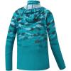 image:imageBASSDASH Youth UPF 50 Hooded Shirts with Mask UV Neck Gaiter Sun Protection Long Sleeve T Shirt for Fishing SwimGreen Fish Gradient