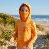 image:imageBASSDASH Youth UPF 50 Hooded Shirts with Mask UV Neck Gaiter Sun Protection Long Sleeve T Shirt for Fishing SwimOrange Ripple Water