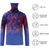 image:imageBASSDASH Youth UPF 50 Hooded Shirts with Mask UV Neck Gaiter Sun Protection Long Sleeve T Shirt for Fishing SwimRed Blue Camo Gradient