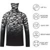 image:imageBASSDASH Youth UPF 50 Hooded Shirts with Mask UV Neck Gaiter Sun Protection Long Sleeve T Shirt for Fishing SwimWhite Grey Fish Gradient
