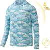 image:imageBASSDASH Youth UPF50 Performance T Shirt with Hood Long Sleeve Fishing Hiking Sun Shirt FS03YFish Camo