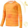 image:imageBASSDASH Youth UPF50 Performance T Shirt with Hood Long Sleeve Fishing Hiking Sun Shirt FS03YOrange Ripple Water