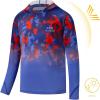 image:imageBASSDASH Youth UPF50 Performance T Shirt with Hood Long Sleeve Fishing Hiking Sun Shirt FS03YRed Blue Camo Gradient