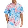 image:imageBASSDASH Mens UPF 50 Short Sleeve Button Down Fishing Shirt Breathable Lightweight for Outdoors Hiking CampingBluepink Ocean Wave