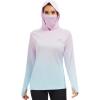 image:imageBASSDASH Womens Fishing Hoodie Shirt with Face Mask Thumb Holes UPF 50 FS23WPink to Blue Spot Gradient